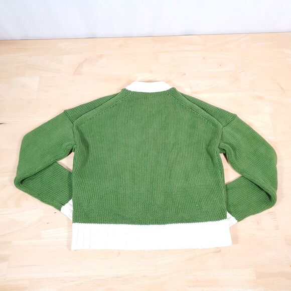 ALEX MILL Nico Tipped Cardigan Sz S Sweater Chunky Knit Green Ivory Cottagecore - Picture 7 of 10